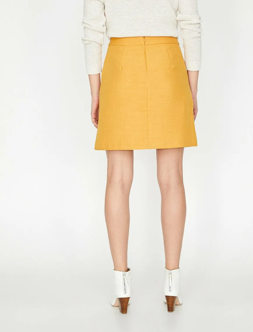 11983 Mustard Plain Mini Skirt