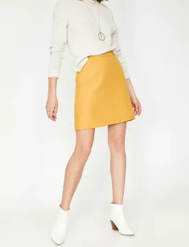 11983 Mustard Plain Mini Skirt