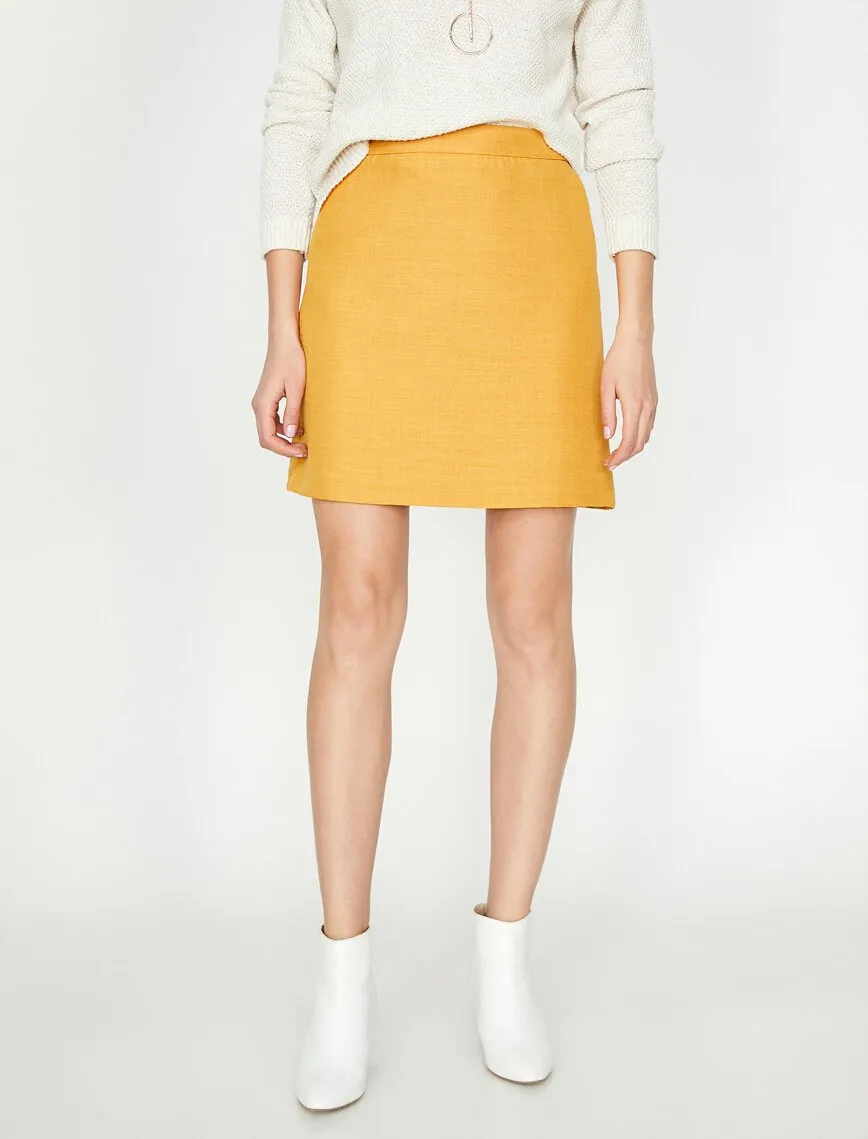 11983 Mustard Plain Mini Skirt