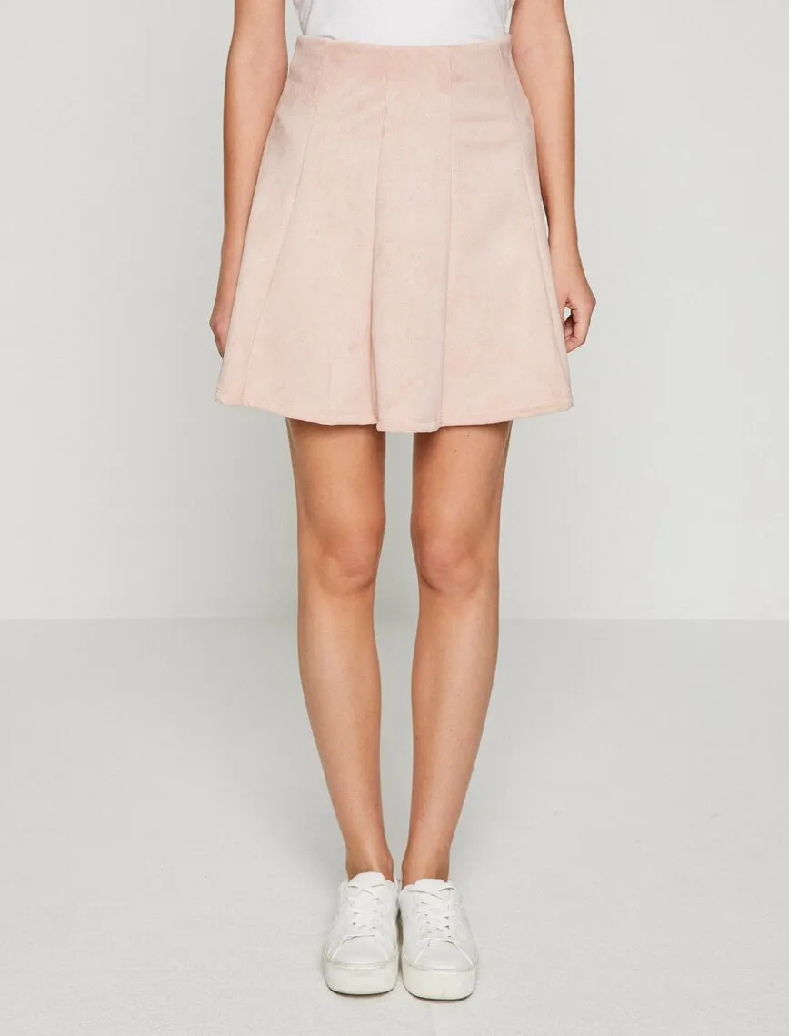 12132 Pink Plain Mini Skirt