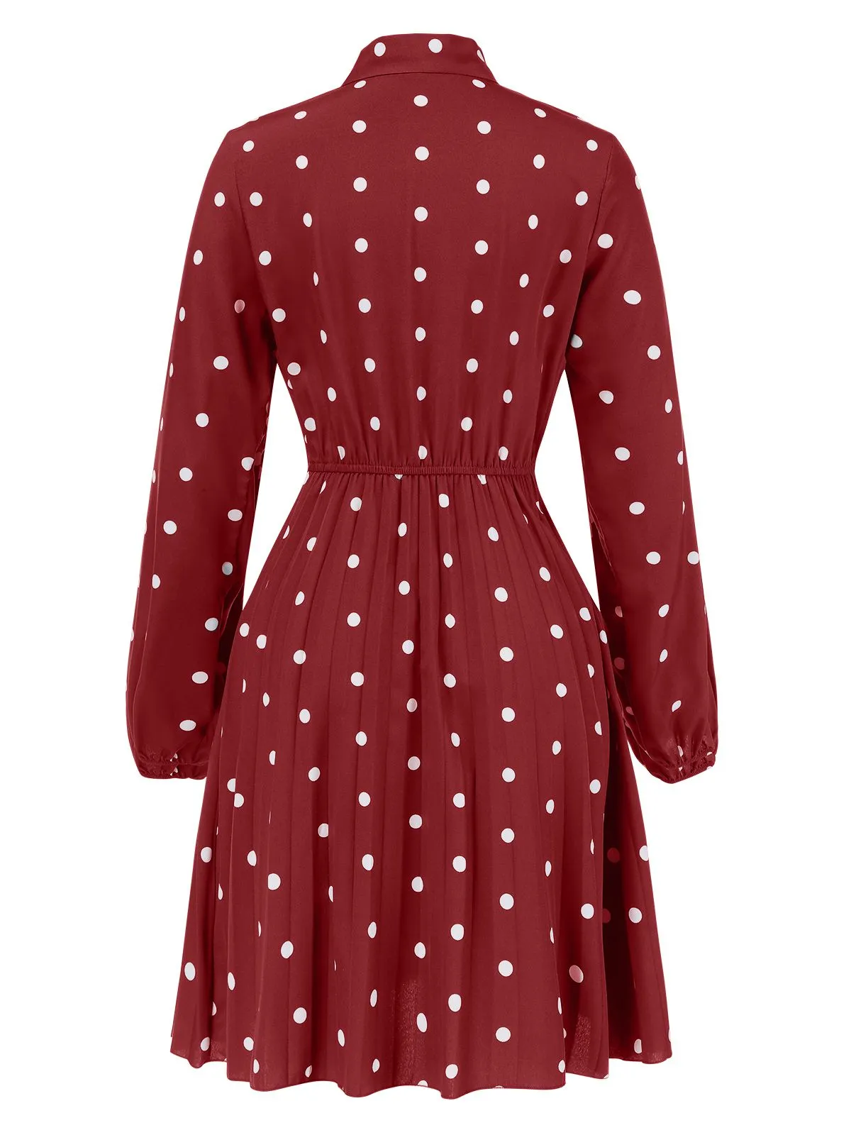 1940s Polka Dot Drawstring Pleated Dress