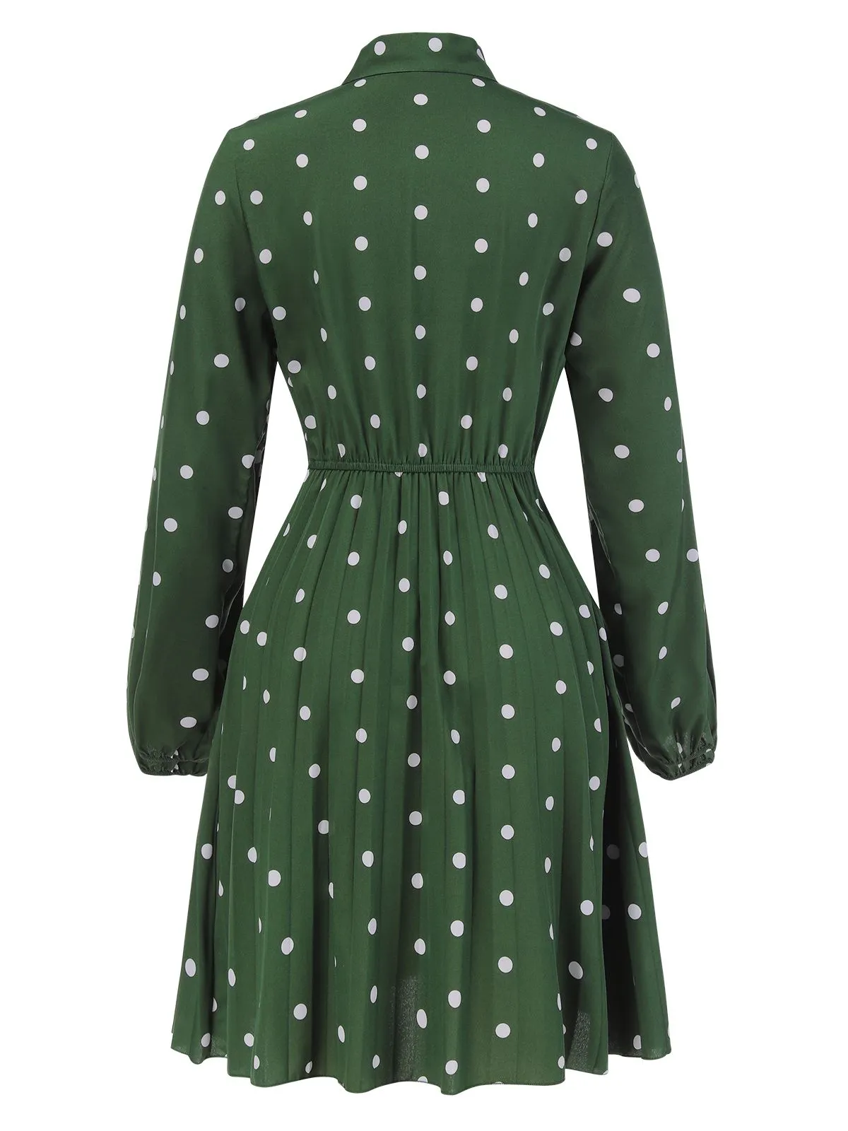 1940s Polka Dot Drawstring Pleated Dress