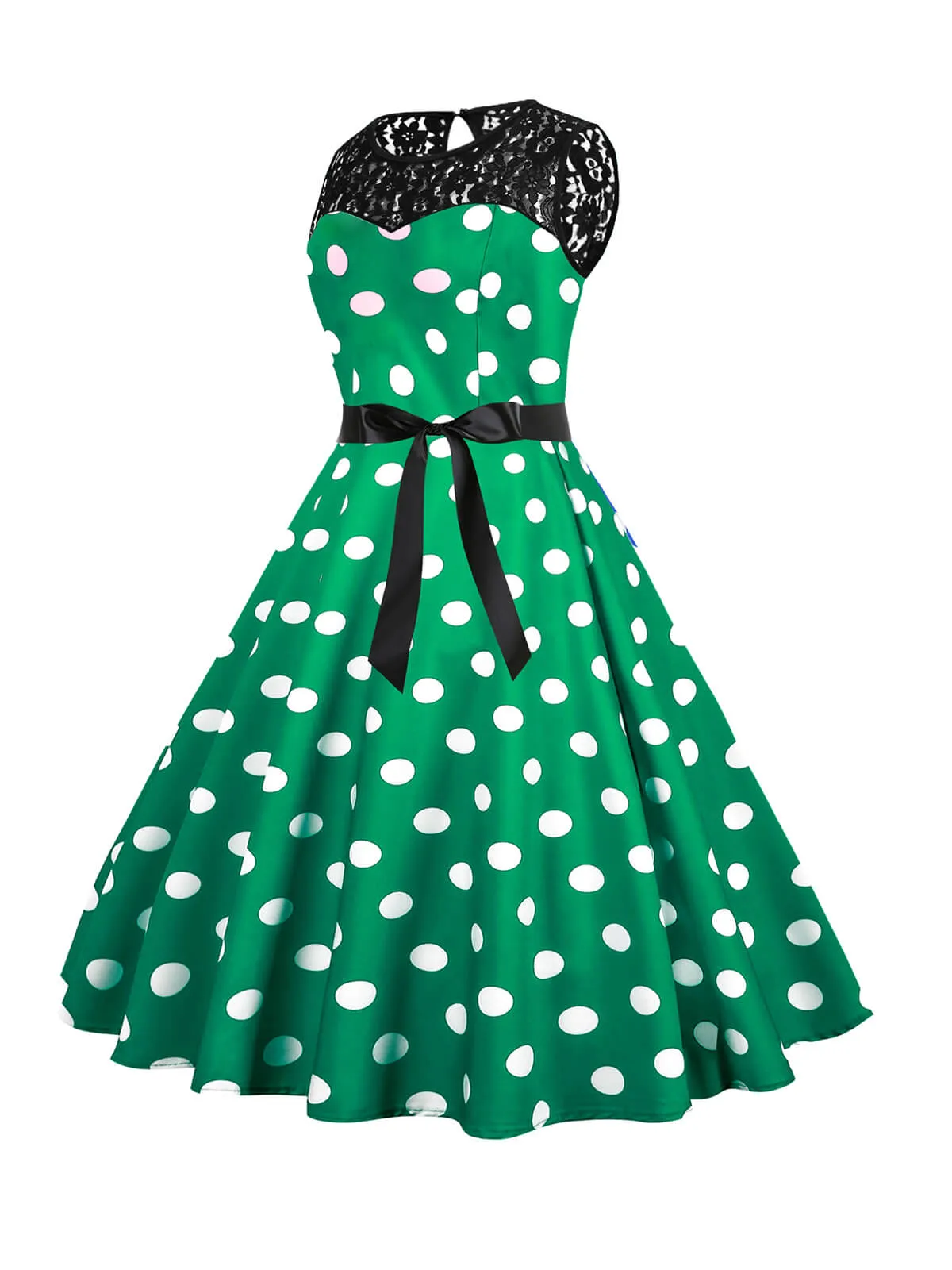 1950s Polka Dot Lace Patchwork Dress