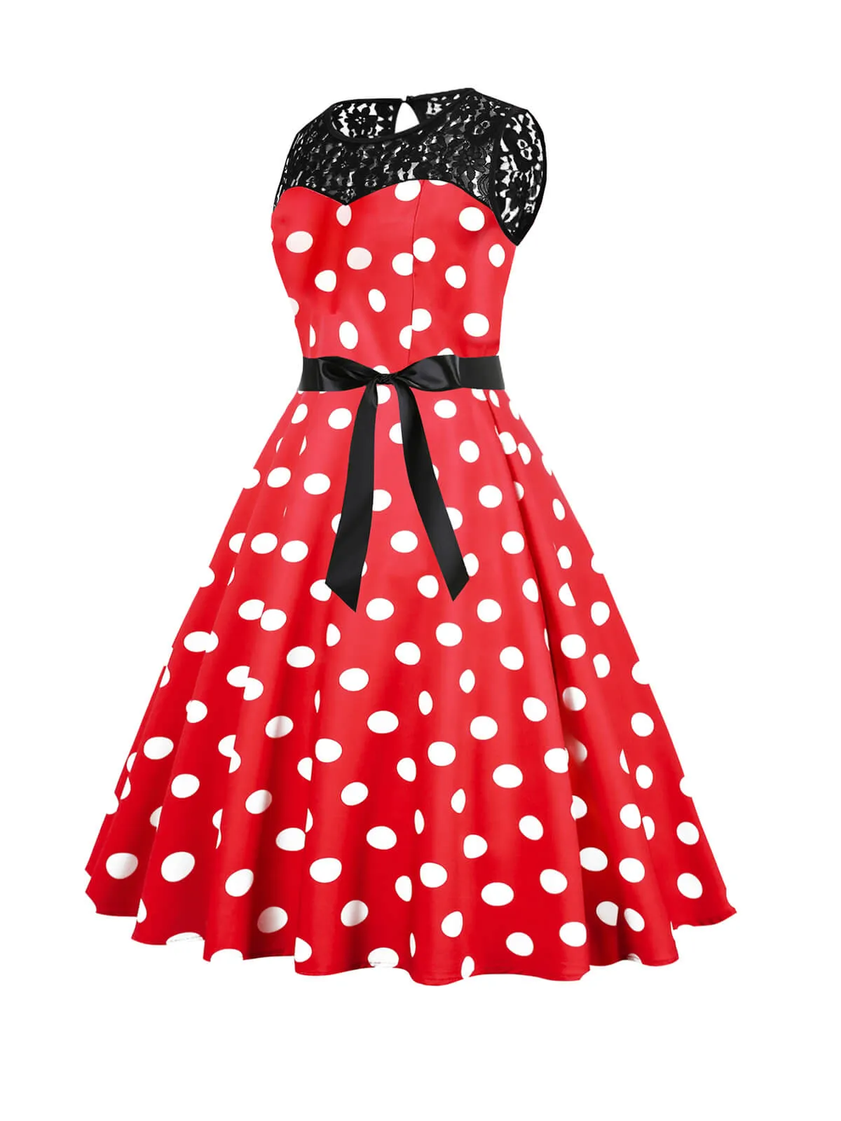 1950s Polka Dot Lace Patchwork Dress