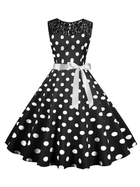 1950s Polka Dot Lace Patchwork Dress