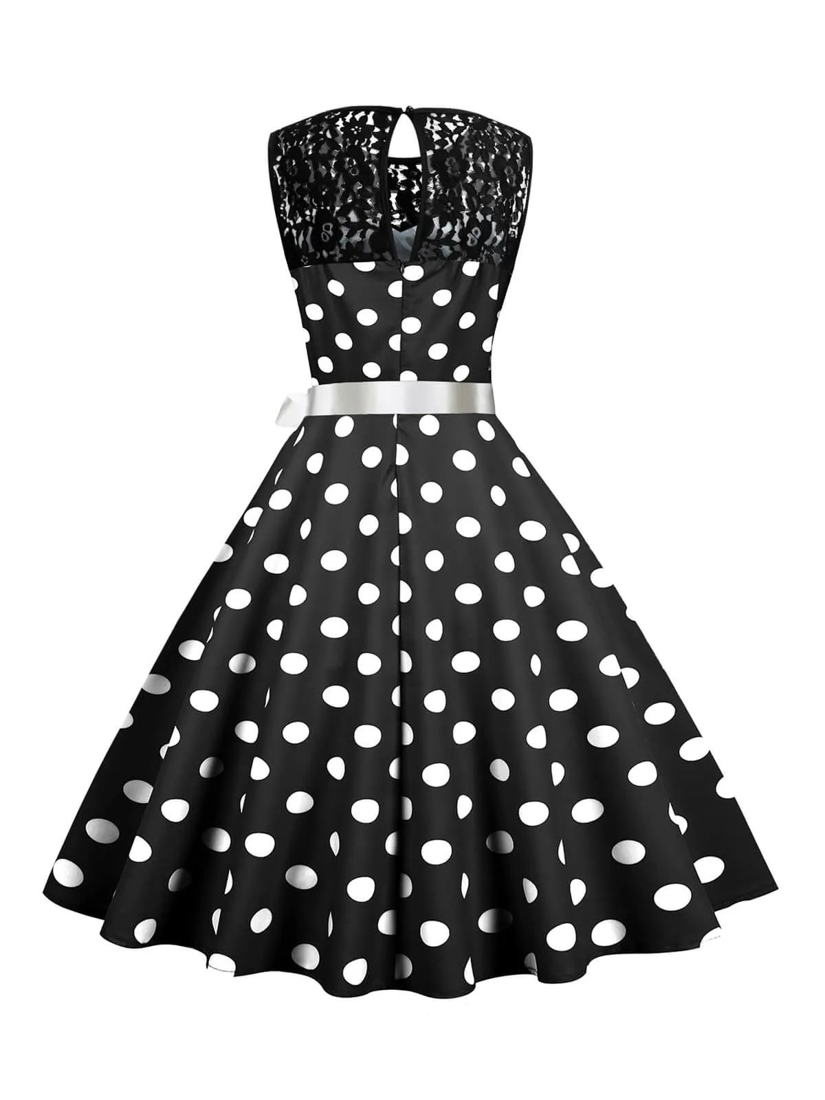 1950s Polka Dot Lace Patchwork Dress