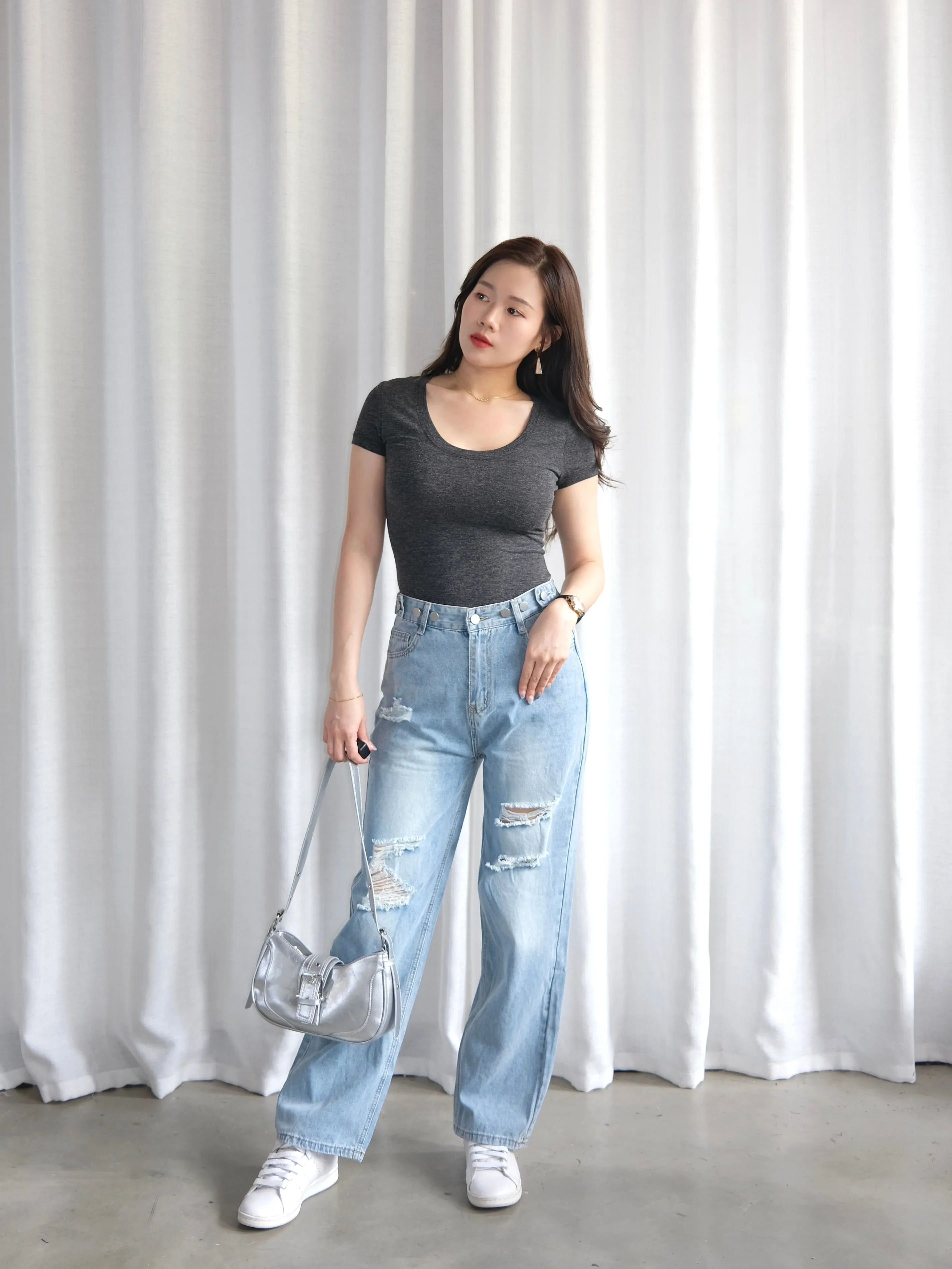 ACEWIN Vintage Wash Ripped Wide Leg Jeans (Size S-XXL) 300983