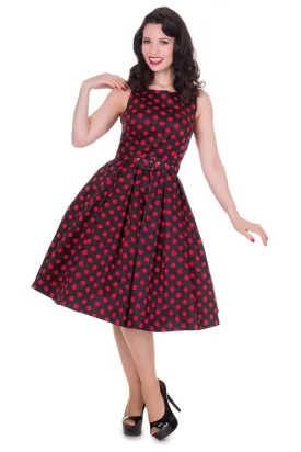 Annie Black and Red Polka Dot Swing Dress