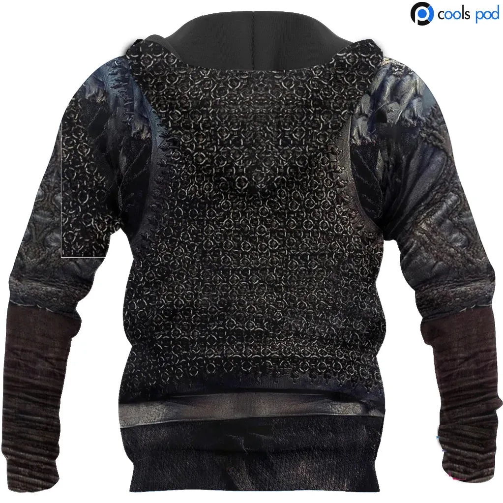 Black Vikings Armor Hoodie, 3D Full Printed Viking On Hoodies, Vikings Clothings