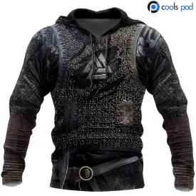 Black Vikings Armor Hoodie, 3D Full Printed Viking On Hoodies, Vikings Clothings