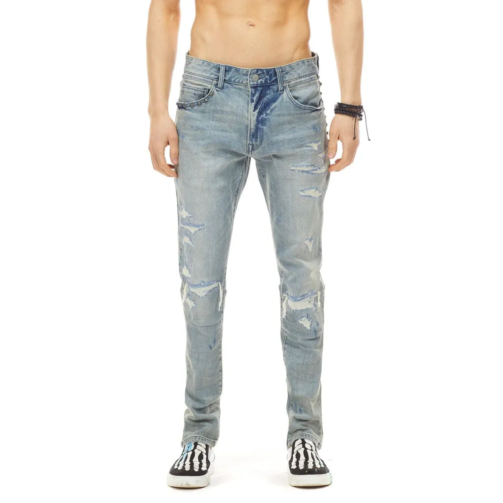 Bleunoir Slim Antique Studded Jeans - Henry Blue