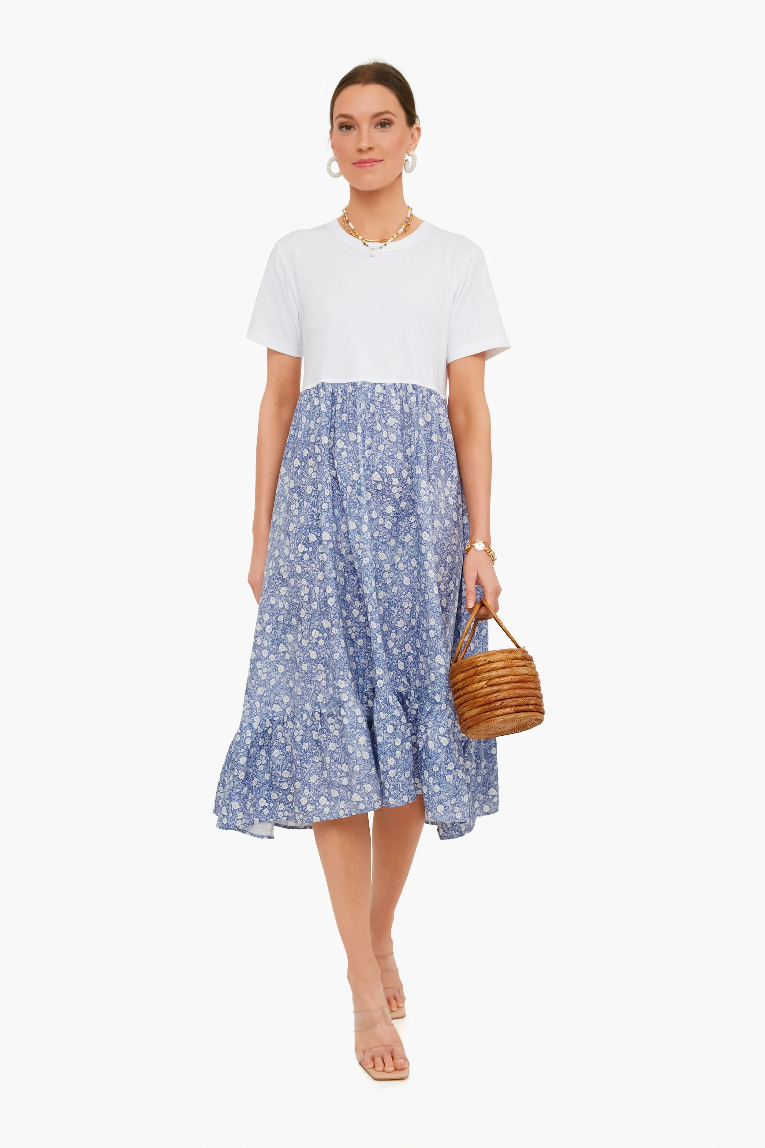 Blue And White Miranda Combo Dress