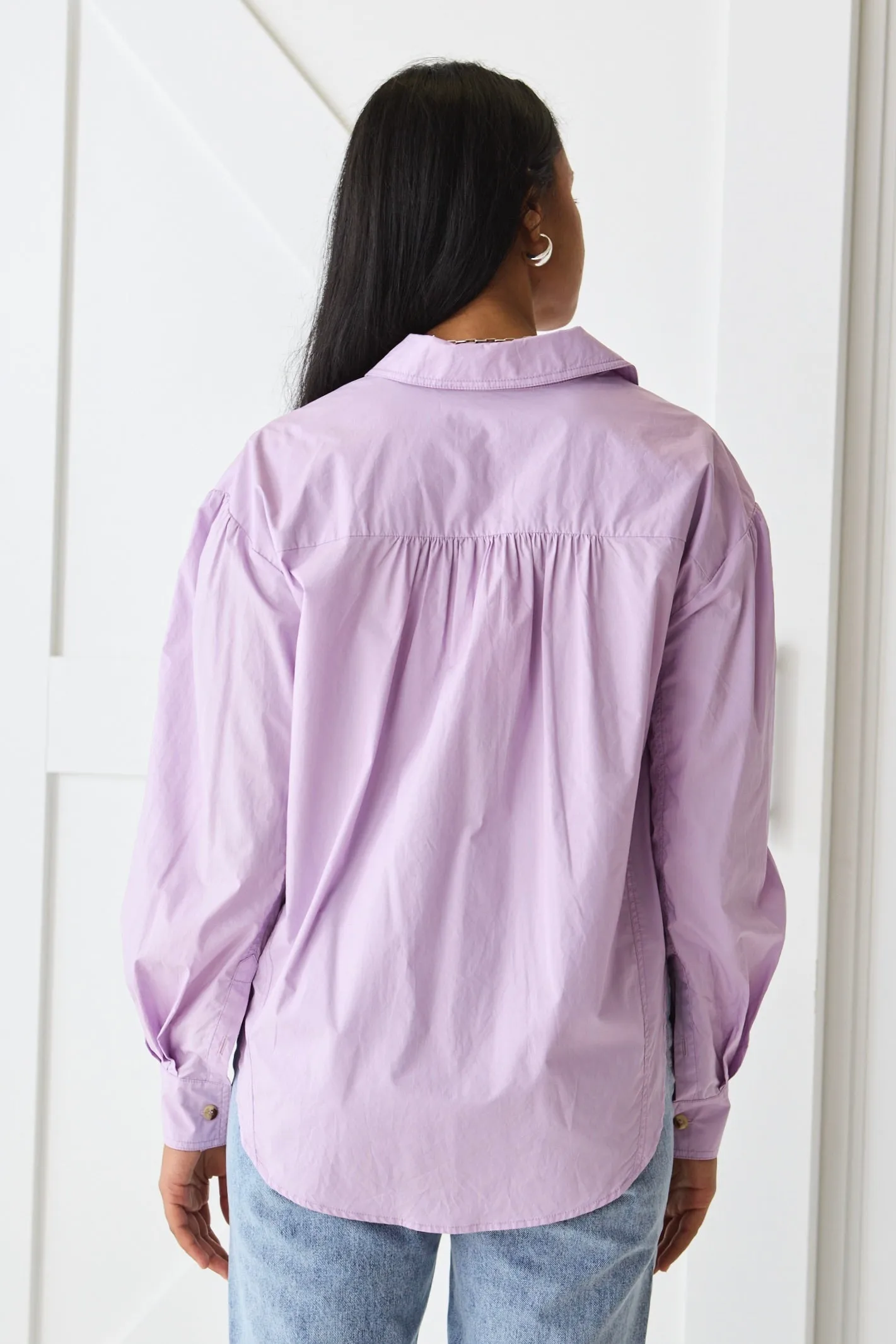 Breezy Lilac Poplin Drop Shoulder LS Shirt