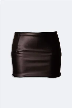 Brown mini leather skirt