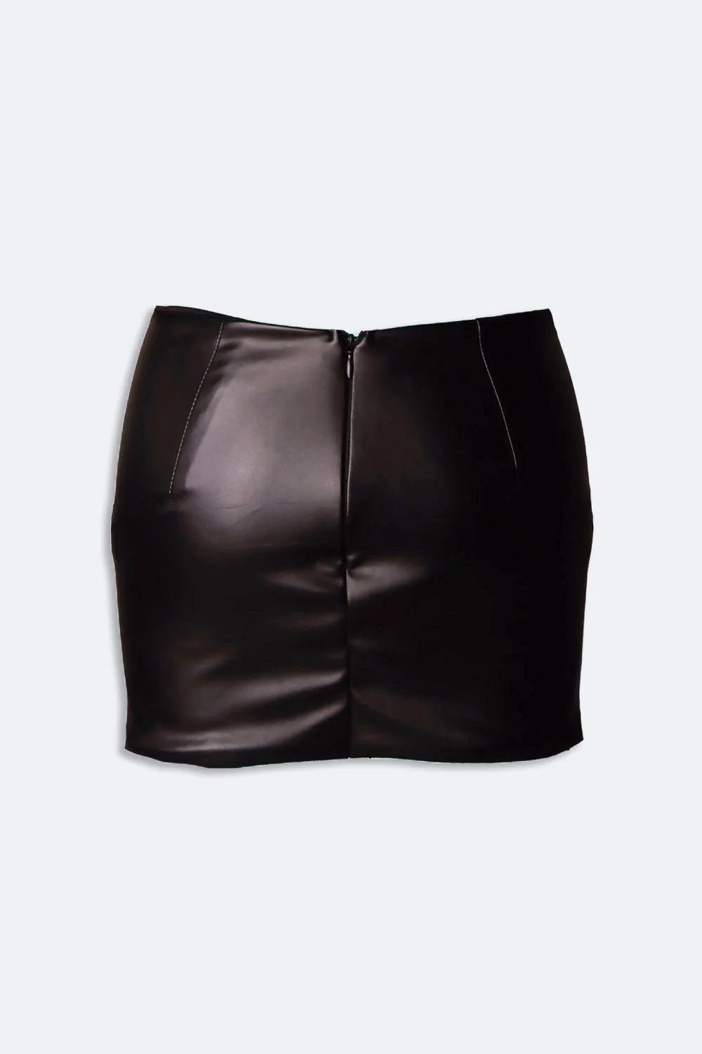 Brown mini leather skirt