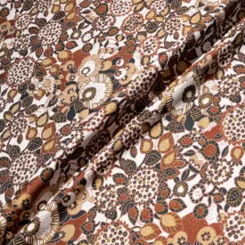 Brown Retro Floral Cotton Blend Brocade