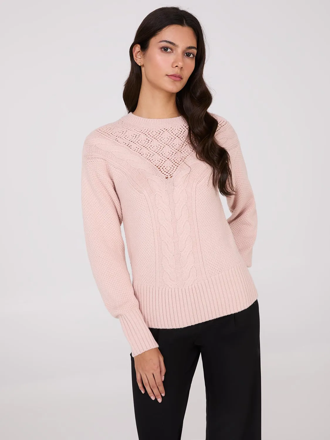 Cable Knit Pointelle Sweater