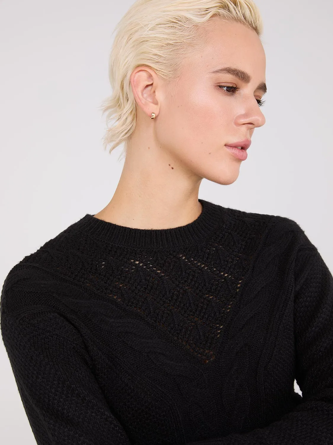 Cable Knit Pointelle Sweater