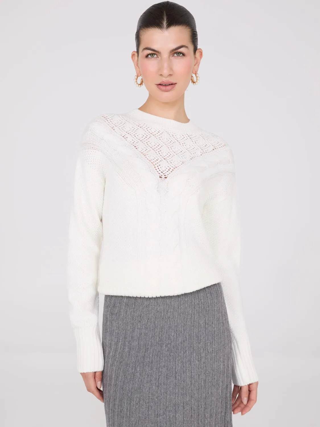 Cable Knit Pointelle Sweater