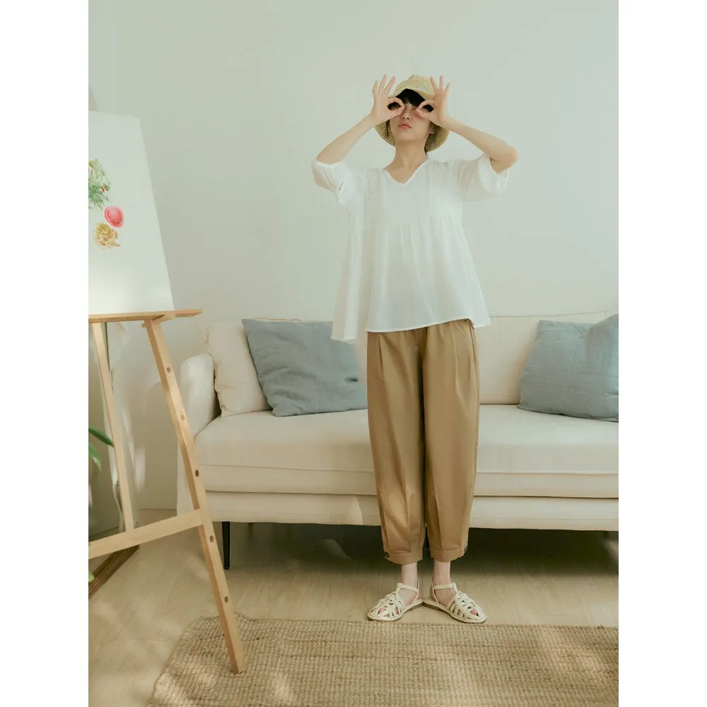 Casual Cotton Elastic Waist Long Harem Pants