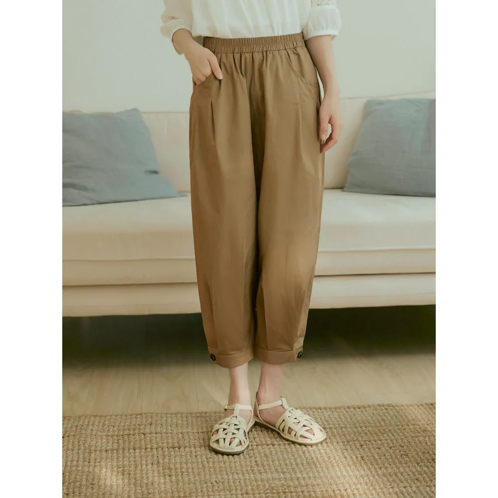 Casual Cotton Elastic Waist Long Harem Pants