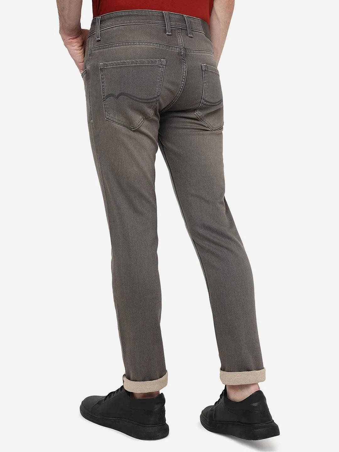 Charcoal Grey Solid Narrow Fit Jeans | Greenfibre