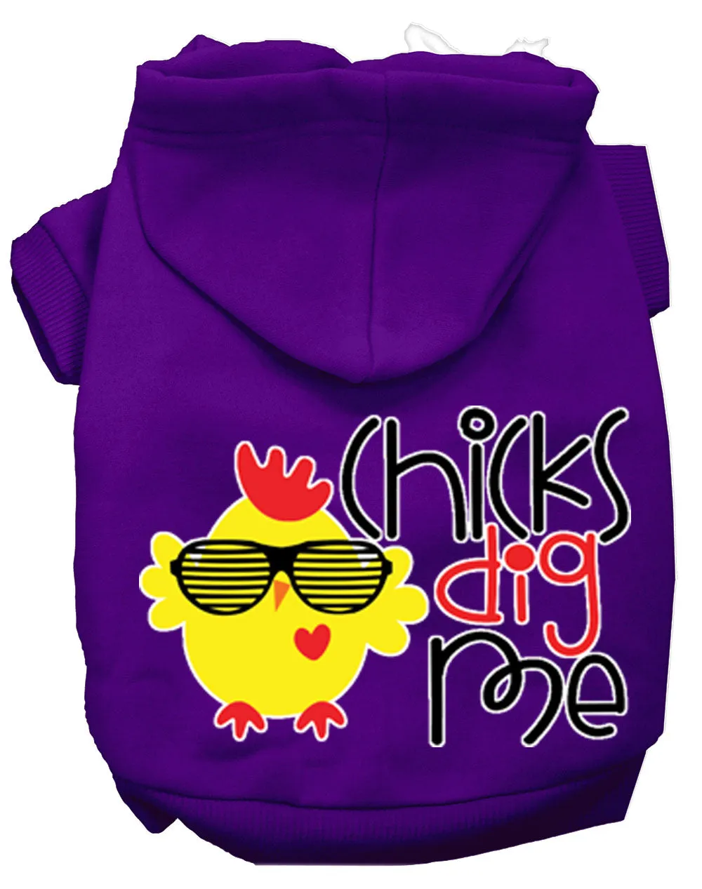 Chicks Dig Me Screen Print Dog Hoodie Purple Xxxl