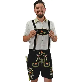 Colorful Black Lederhosen with Suspenders