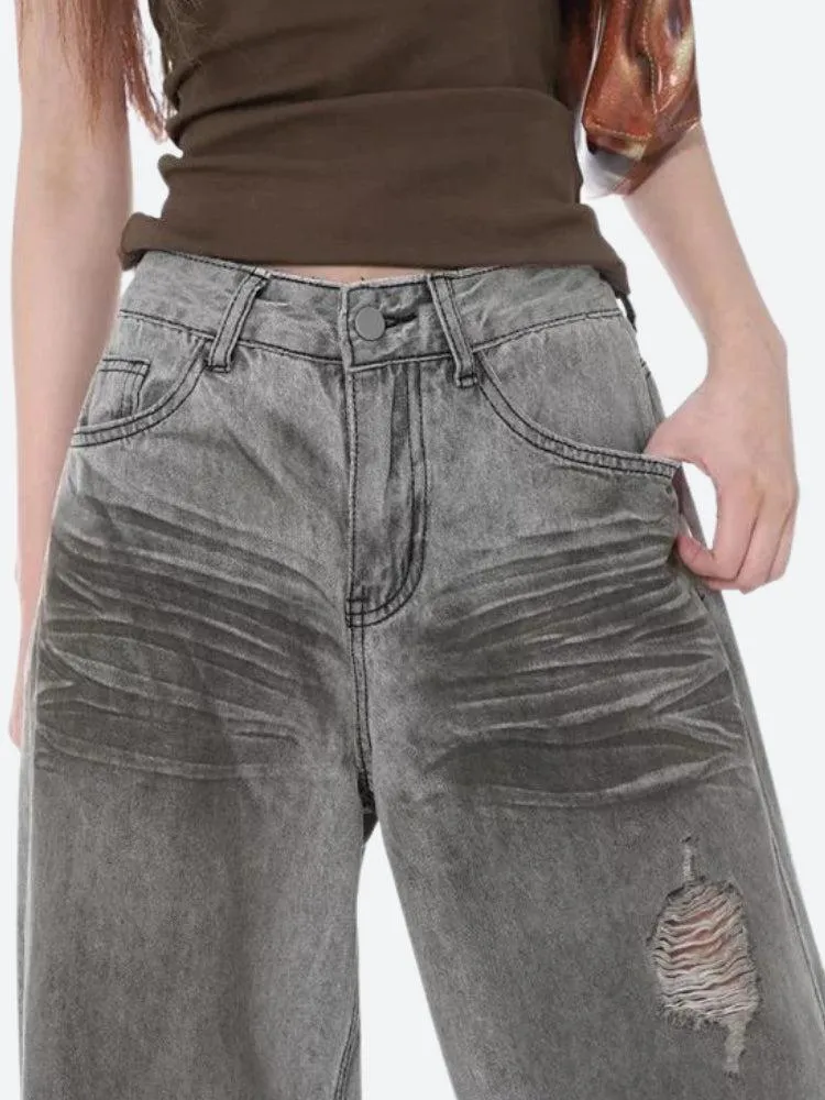 Distressed Wide Leg Jeans