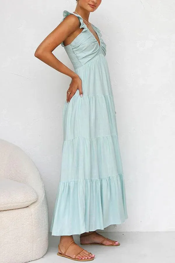 Elanora - Elegant V-Neck Maxi Dress