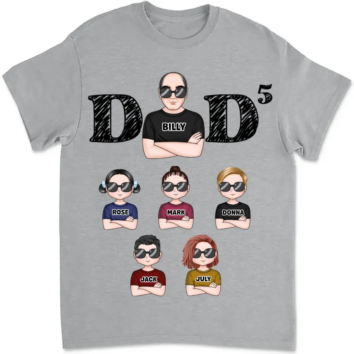 Father's Day - Dad And His Kids - Personalized T-shirt