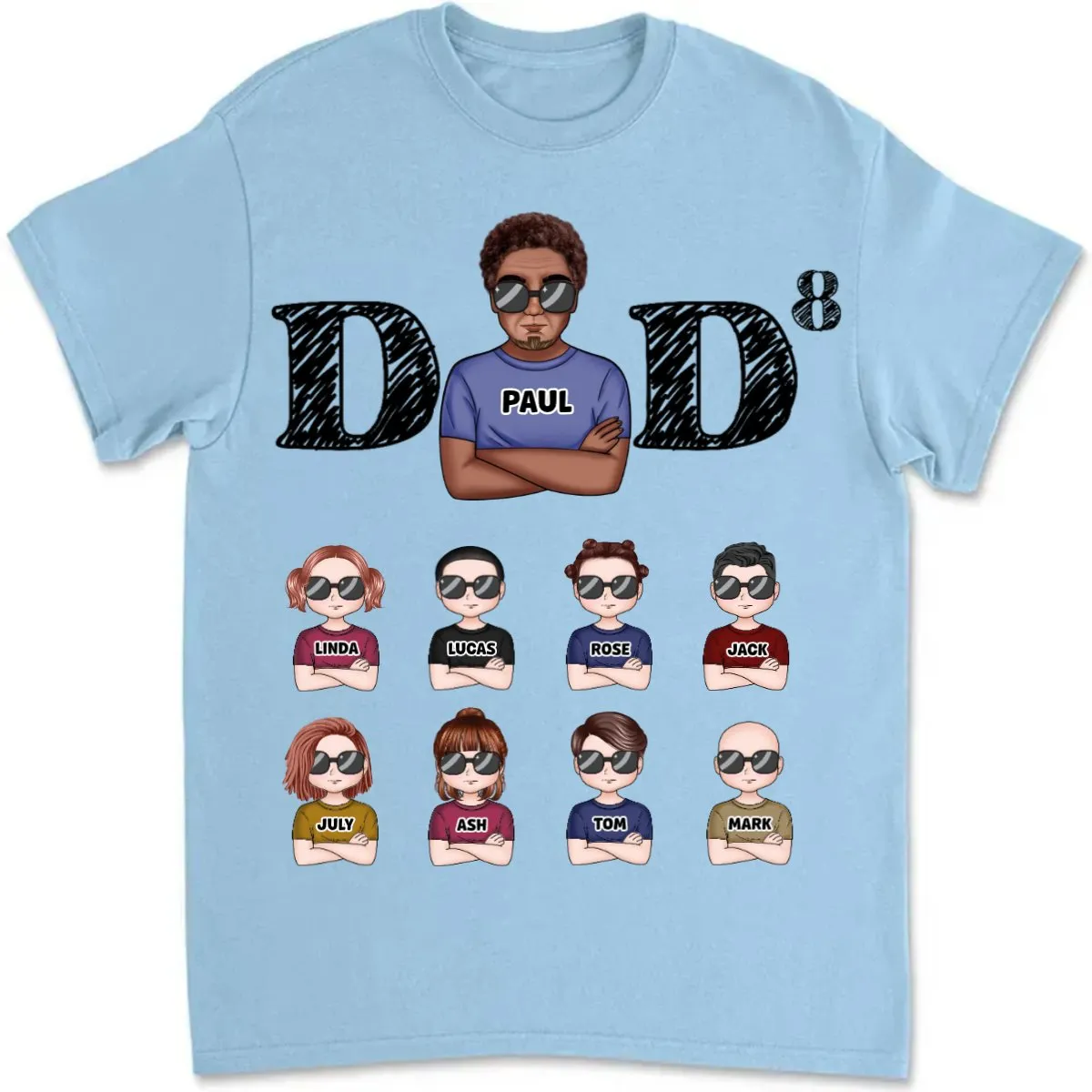 Father's Day - Dad And His Kids - Personalized T-shirt