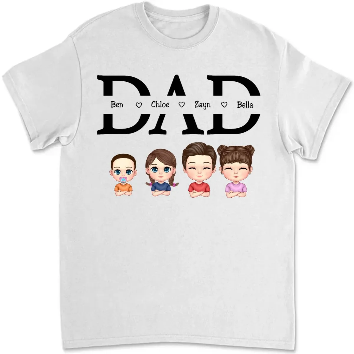 Father's Day- Dad Shirt With Kids Name - Personalized T-Shirt