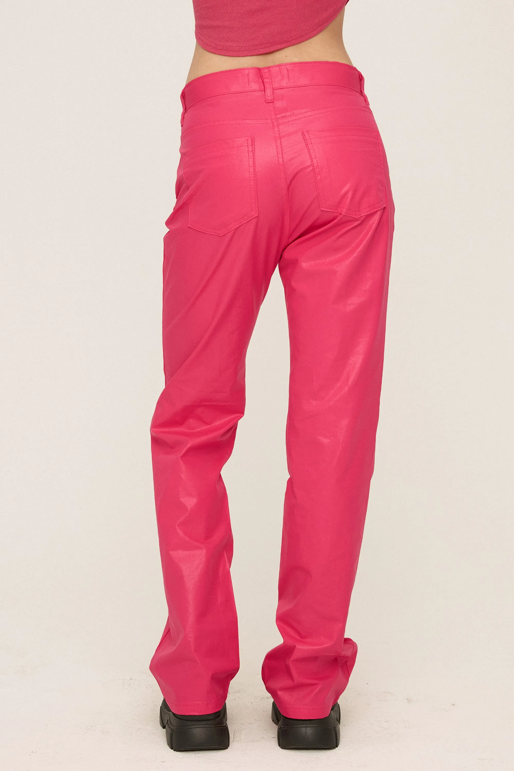 Freyja Coated Leather-like Pants