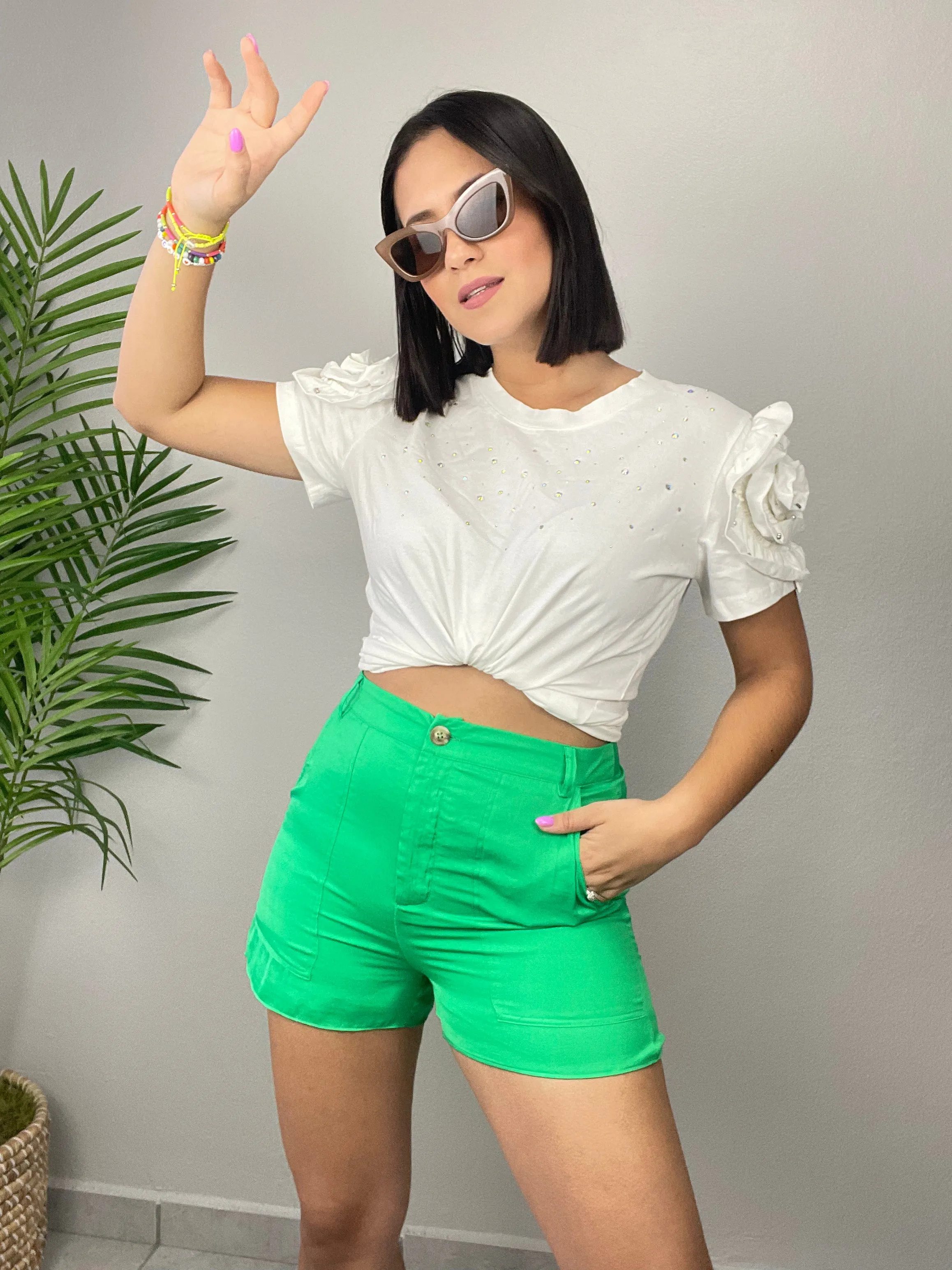 Green Satin Short Pant