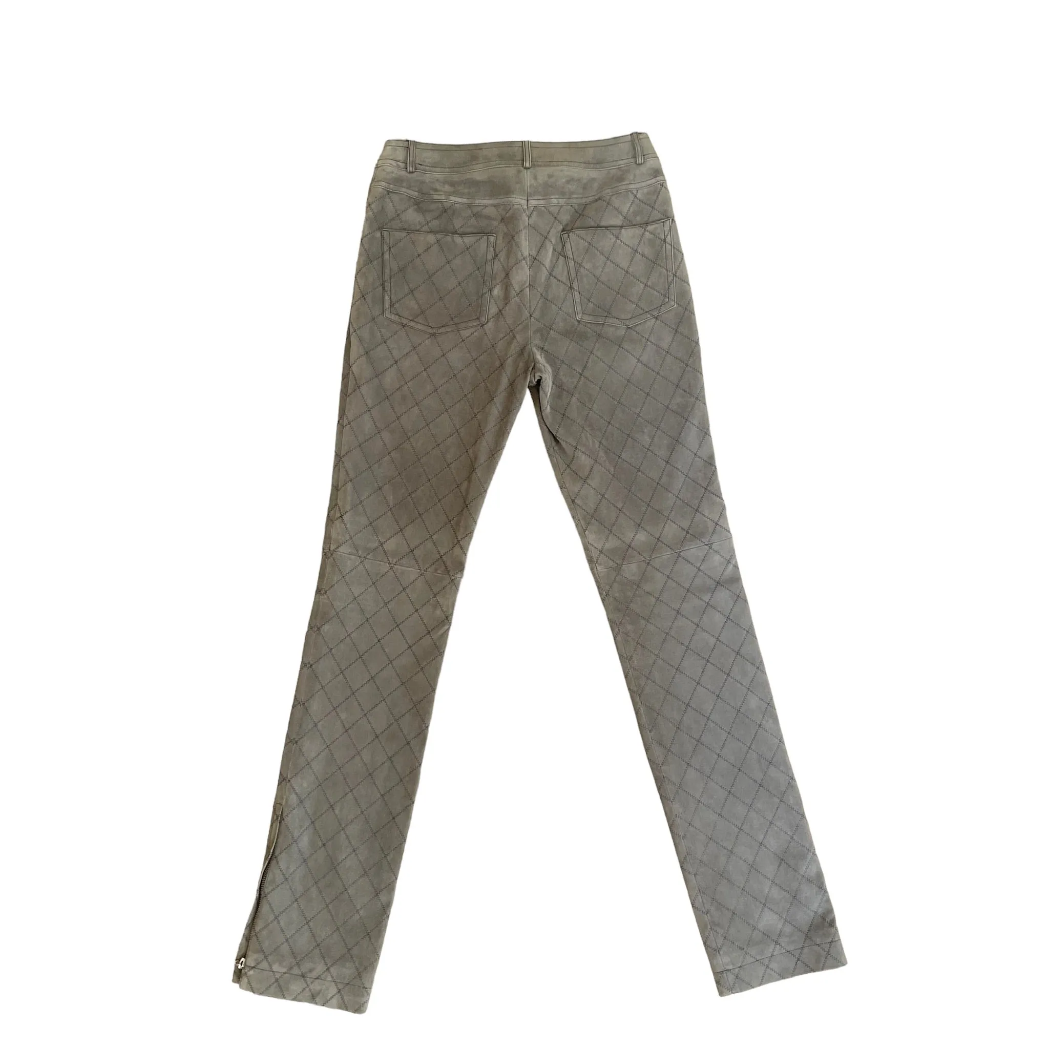 Grey Suede Leather Pants - S