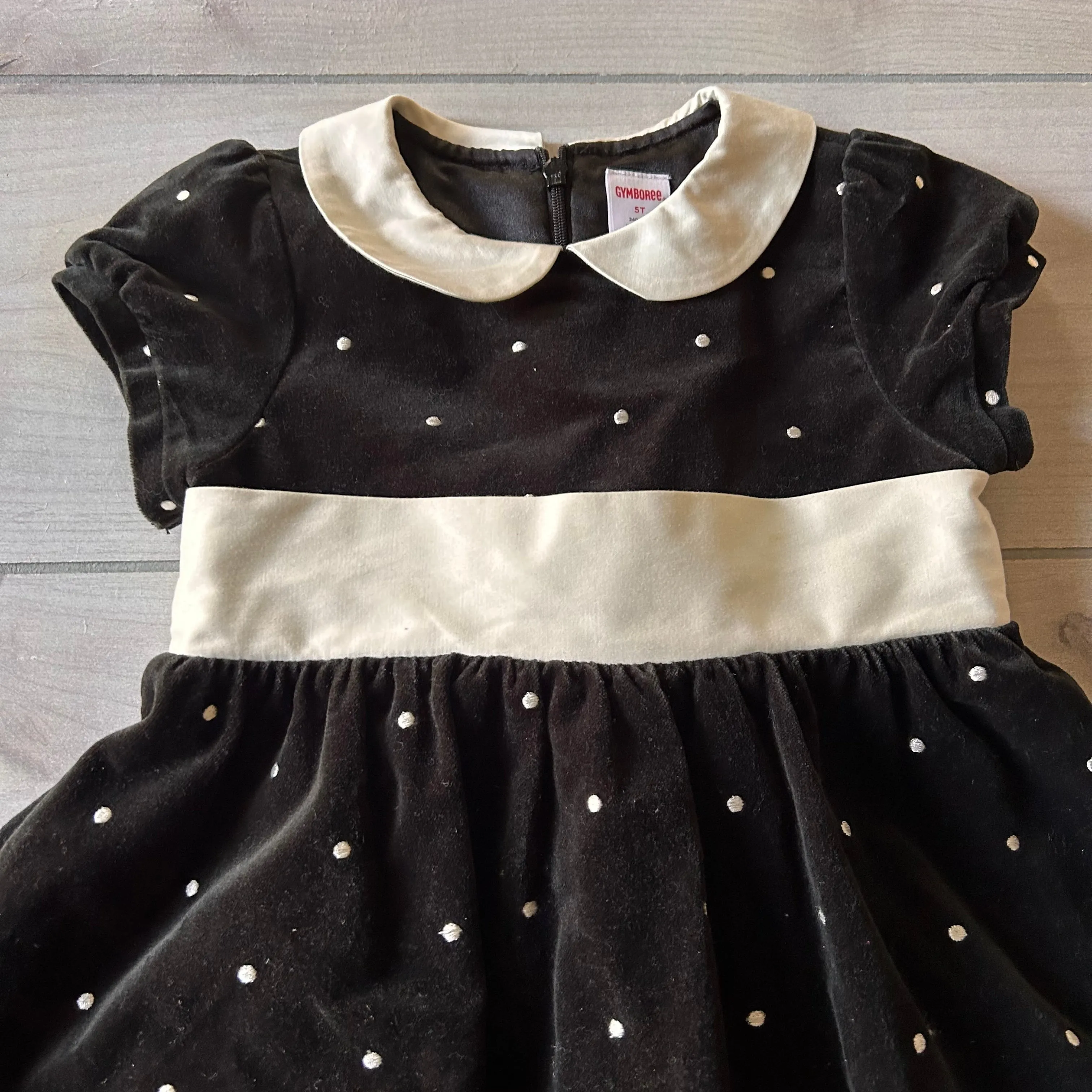 Gymboree Black & Cream Dot Velour Dress