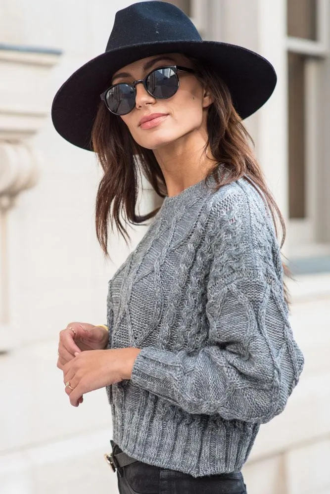 Hannah Cable Knit Sweater in Grey - FINAL SALE