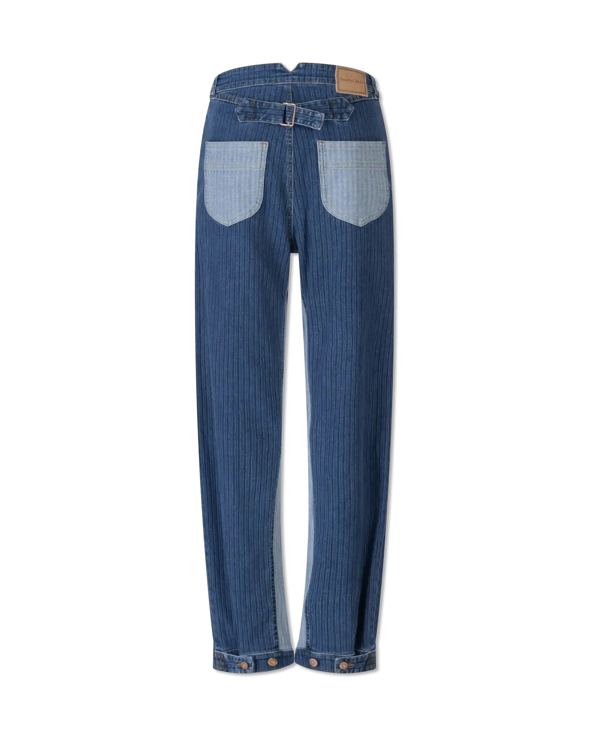 High Waisted Striped Straight Leg Jeans