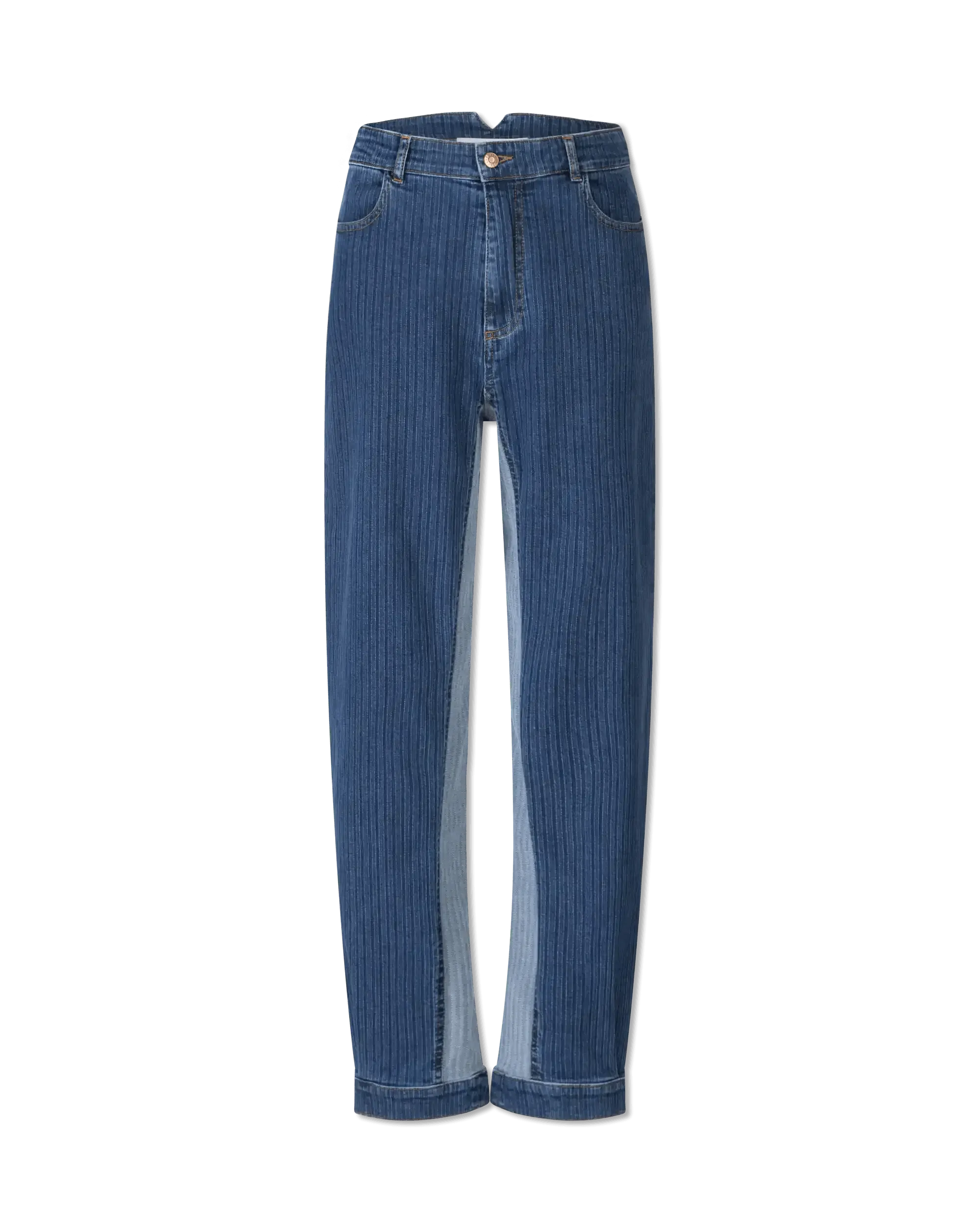 High Waisted Striped Straight Leg Jeans