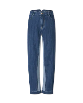 High Waisted Striped Straight Leg Jeans