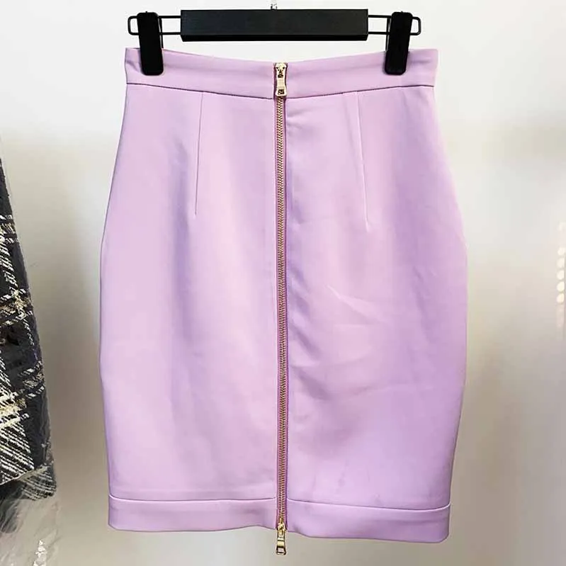 Hight Waisted Violet Formal Skirt Gold-tone Mini Skirt for Ladies