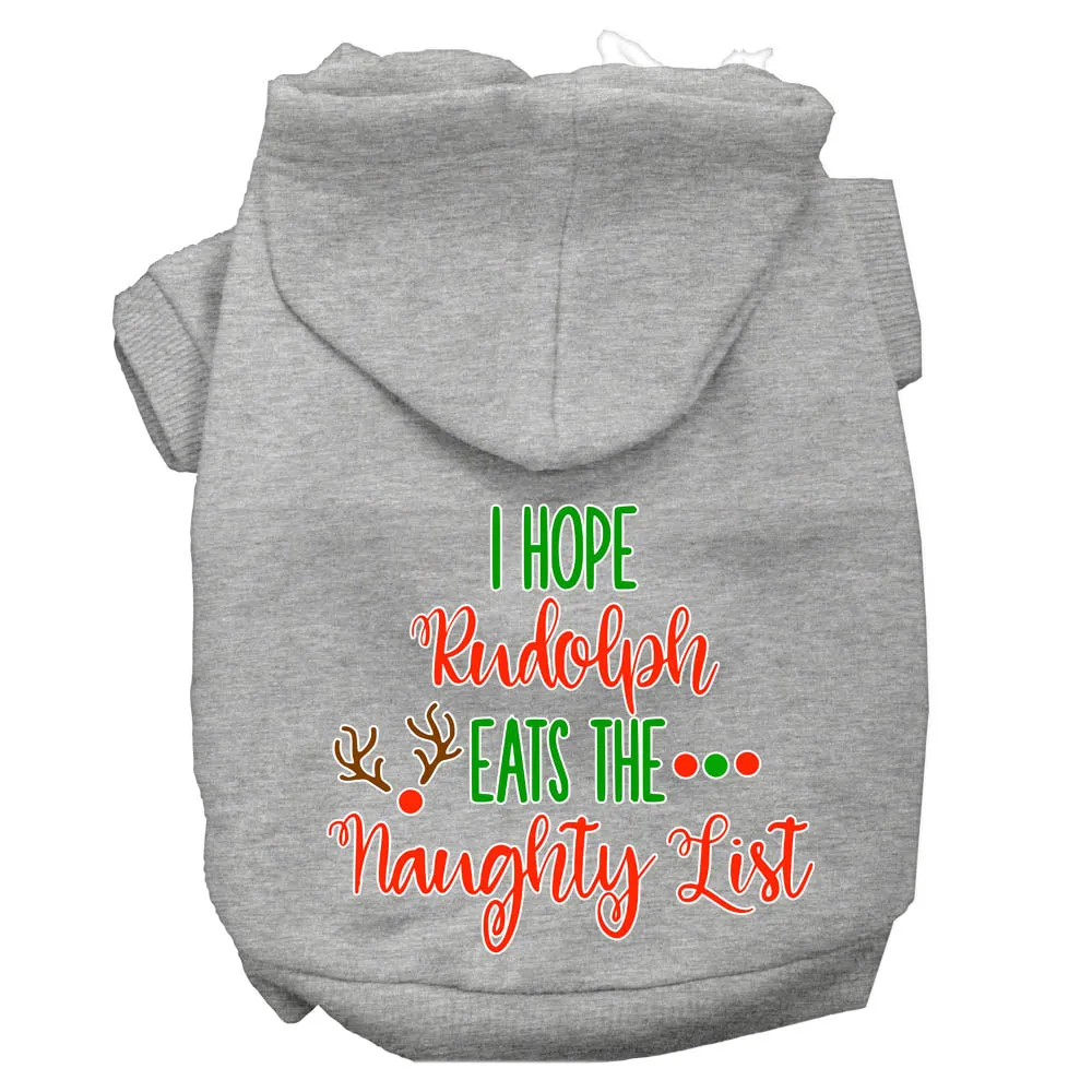 Hope Rudolph Eats Naughty List Screen Print Dog Hoodie Grey Xs