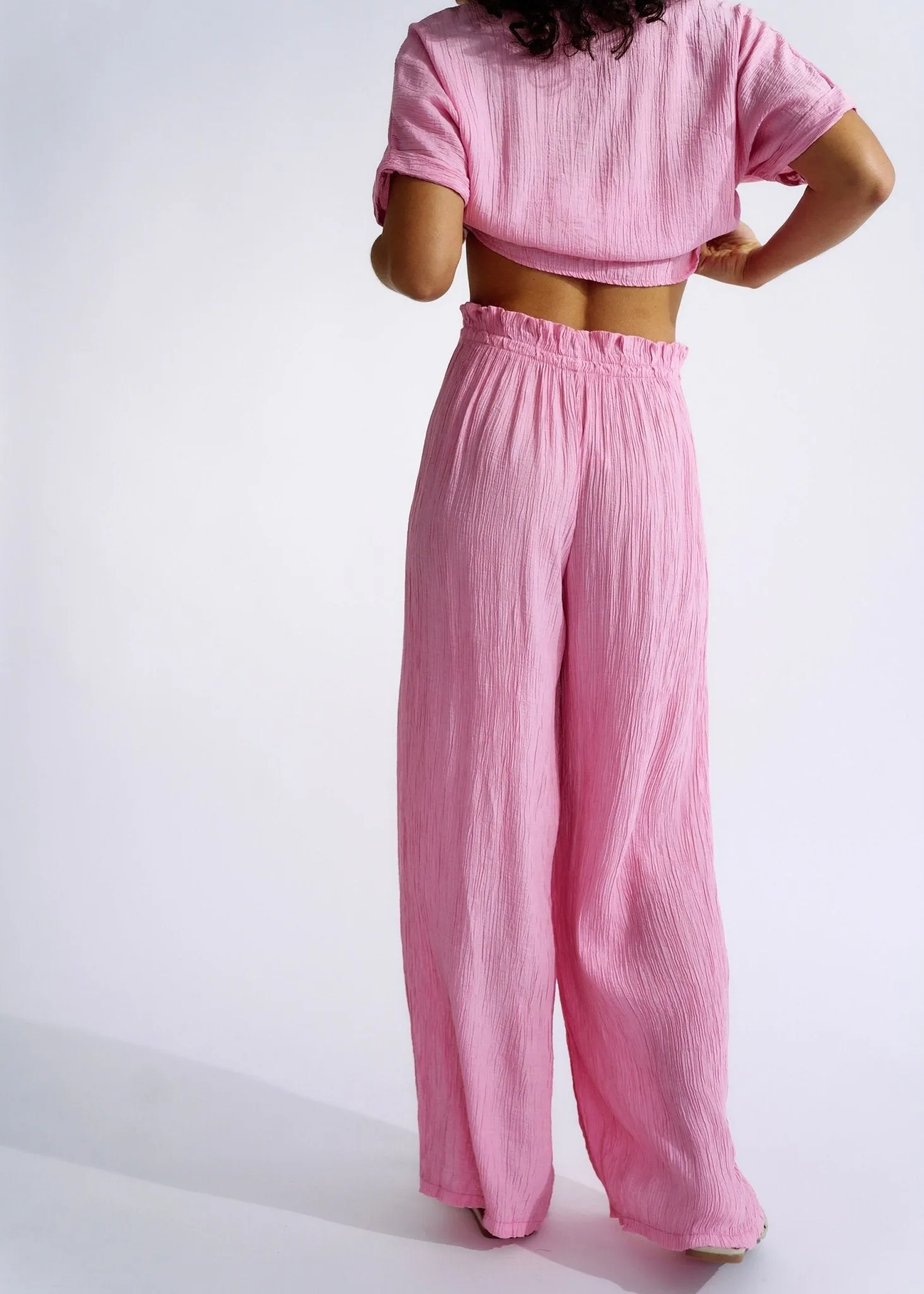 Italian Pleated loungewear Set In Soft Pink