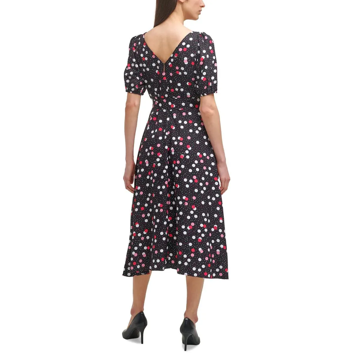 KARL LAGERFELD Women's Polka dot Calf Wrap Dress