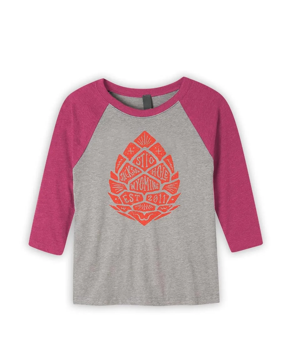 Kids' Hand Pressed Pinecone Raglan