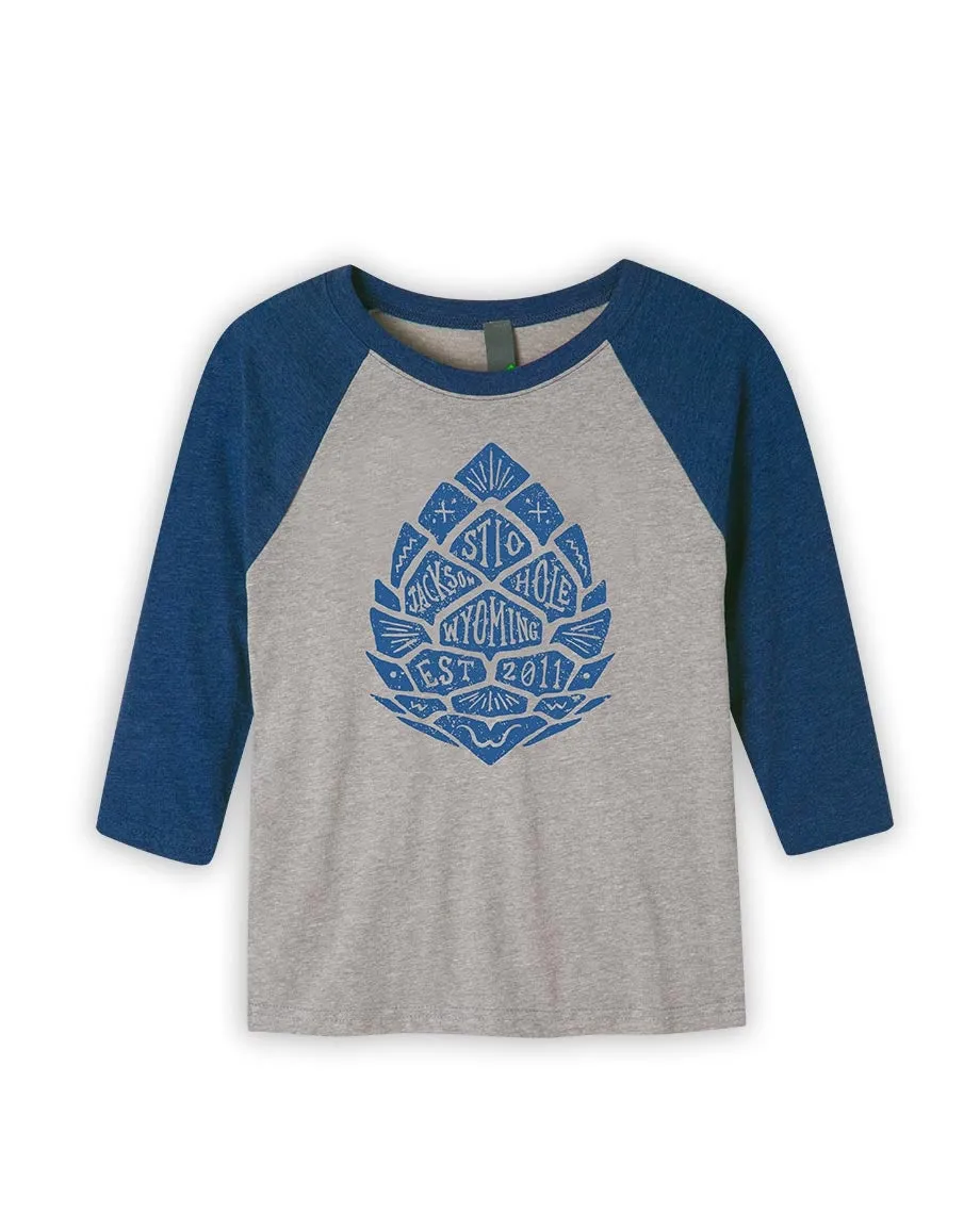 Kids' Hand Pressed Pinecone Raglan