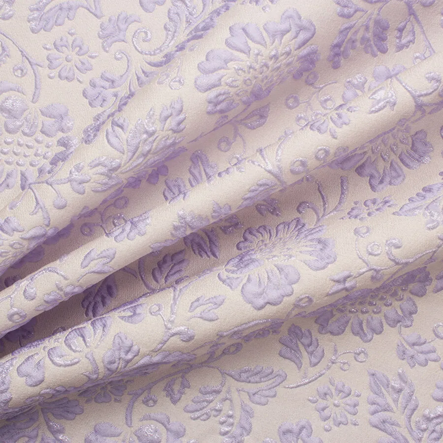 Lilac Floral Ivory Jacquard Matelassé