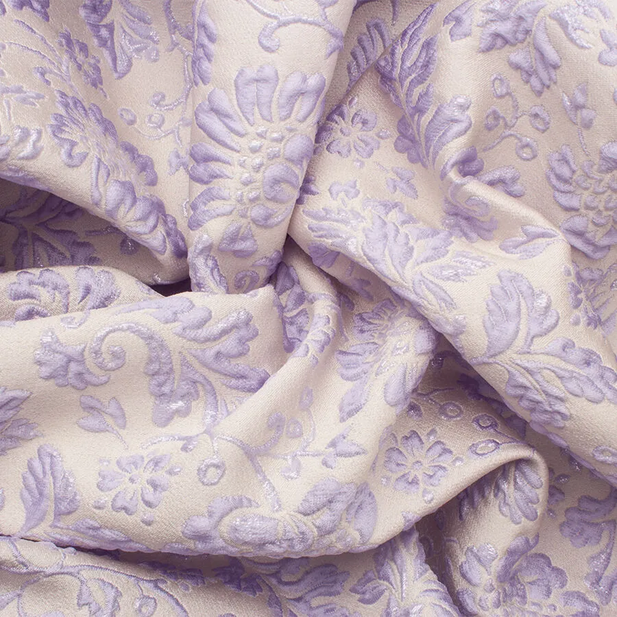 Lilac Floral Ivory Jacquard Matelassé