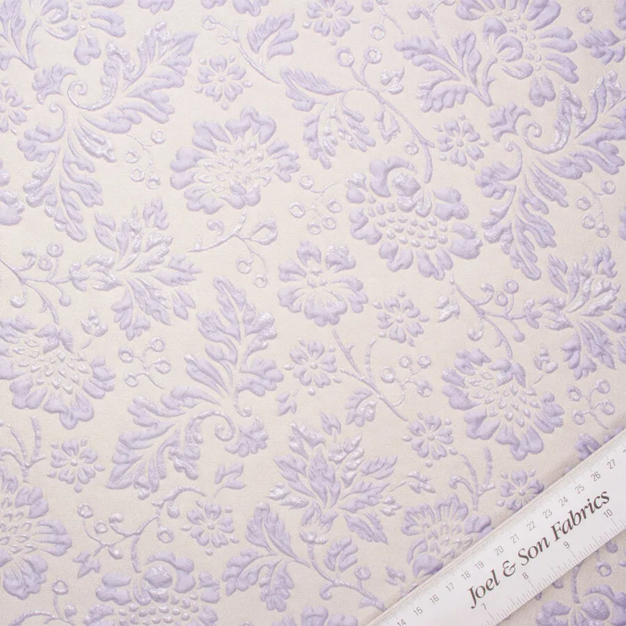 Lilac Floral Ivory Jacquard Matelassé